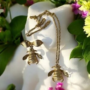 Bee Matching Brooch and Necklace